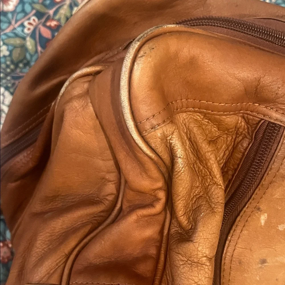 Vintage Boulder Ridge Tan Leather Duffel Bag